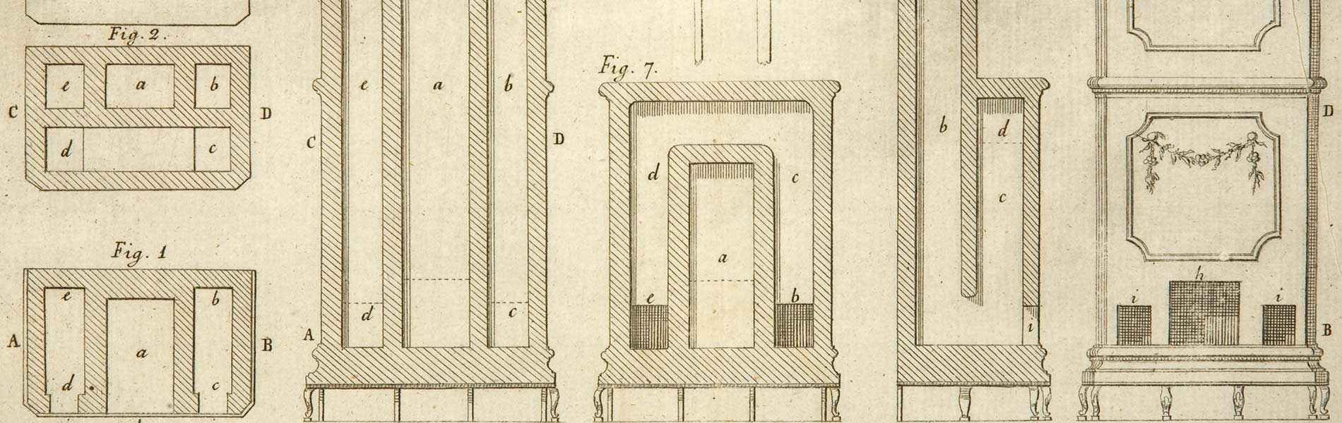 Ritningar på en kakelugn från 1700-talet